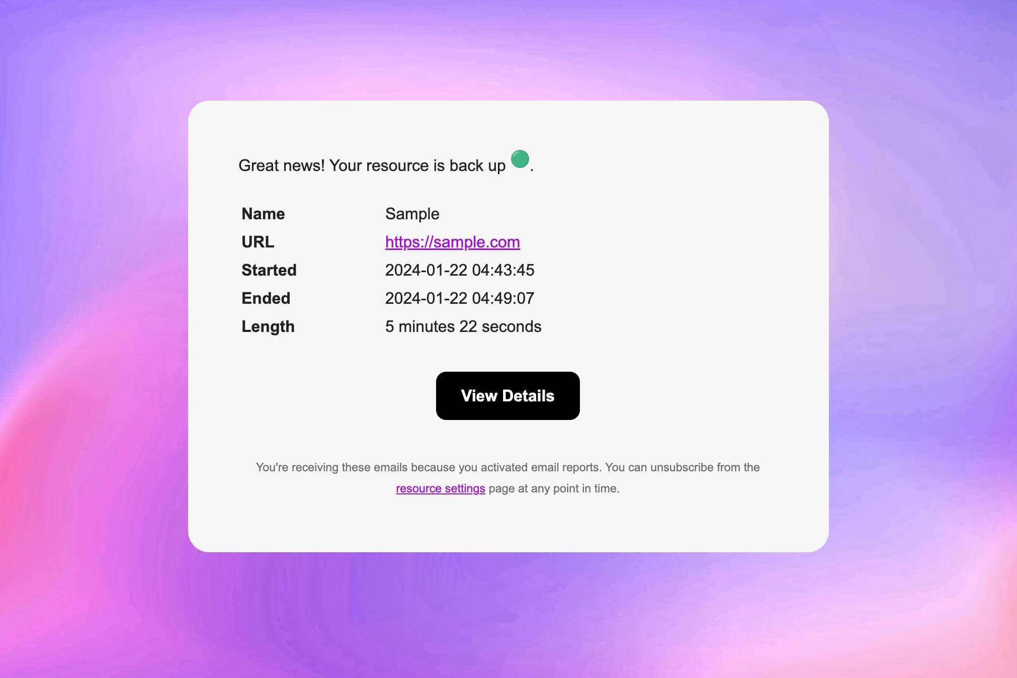 Capture d'écran de la fonctionnalité d'alertes par e-mail de l'application
